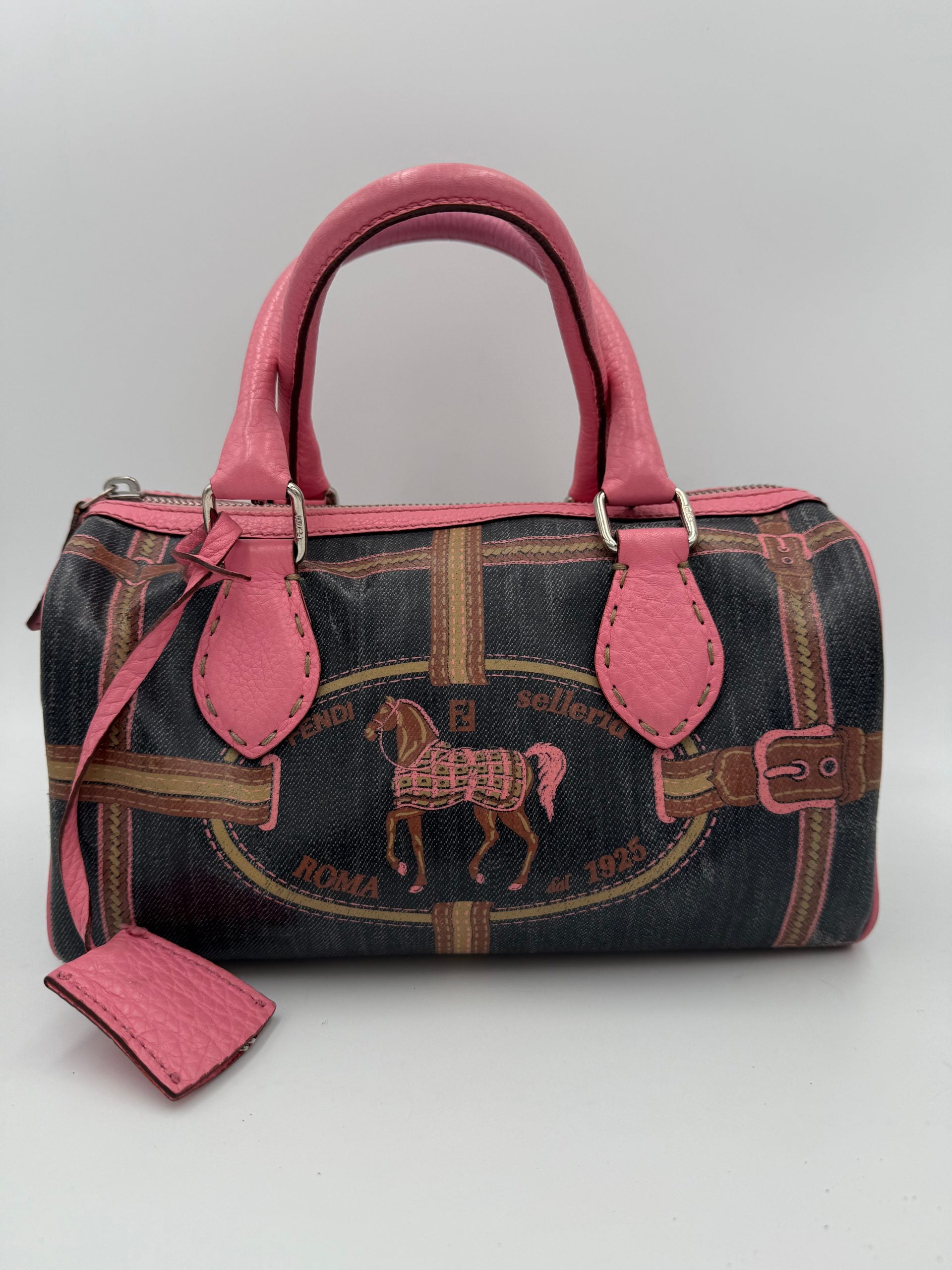 Fendi FENDI Bauletto Canvas Selleria Handbag