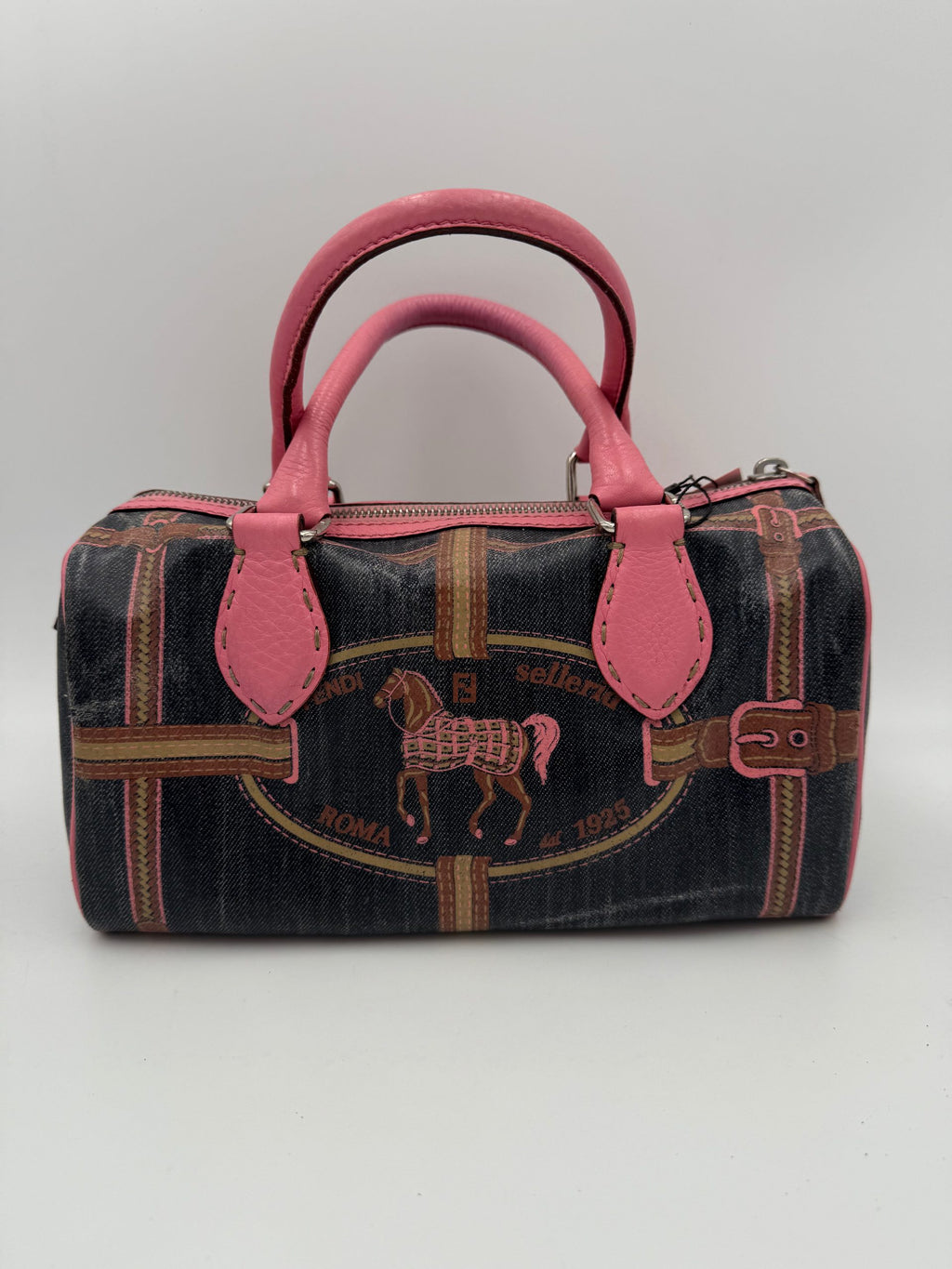 Fendi FENDI Bauletto Canvas Selleria Handbag