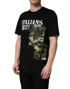 Dolce & Gabbana Black Camouflage Graphic Cotton Crewneck T-shirt