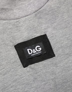 Dolce & Gabbana Gray Cotton Logo Appliqué CrewNeck T-shirt