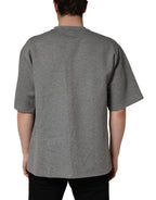Dolce & Gabbana Gray Cotton Logo Appliqué CrewNeck T-shirt