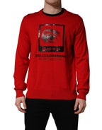 Dolce & Gabbana Red Eye Print Crew Neck Pullover Sweater