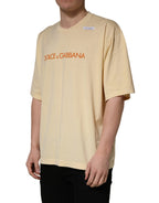 Dolce & Gabbana Yellow Logo Print Cotton Crew Neck T-shirt
