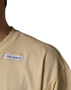 Dolce & Gabbana Yellow Logo Print Cotton Crew Neck T-shirt