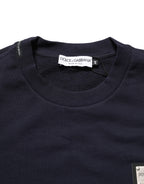 Dolce & Gabbana Black Logo Plaque Jersey Sweatshirt Cotton Sweater