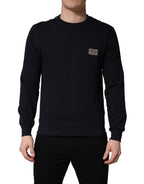 Dolce & Gabbana Black Logo Plaque Jersey Sweatshirt Cotton Sweater