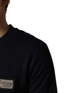 Dolce & Gabbana Black Logo Plaque Jersey Sweatshirt Cotton Sweater
