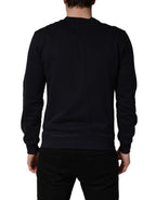 Dolce & Gabbana Black Logo Plaque Jersey Sweatshirt Cotton Sweater