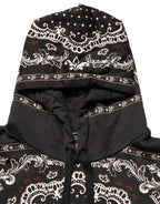 Dolce & Gabbana Black Bandana Print Cotton Men Hoodie Sweater