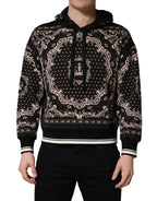 Dolce & Gabbana Black Bandana Print Cotton Men Hoodie Sweater