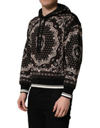 Dolce & Gabbana Black Bandana Print Cotton Men Hoodie Sweater