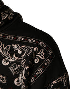 Dolce & Gabbana Black Bandana Print Cotton Men Hoodie Sweater