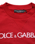 Dolce & Gabbana Red Cotton DG Logo Jersey Sweatshirt Sweater