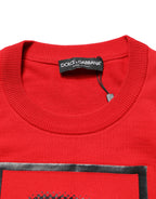 Dolce & Gabbana Red Eye Print Crew Neck Pullover Sweater