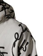 Dolce & Gabbana White Script Logo Print Cotton Sweatshirt Sweater