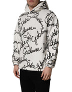 Dolce & Gabbana White Script Logo Print Cotton Sweatshirt Sweater