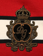 Dolce & Gabbana Red Wool DG Crest Crew Neck Pullover Sweater