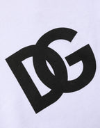 Dolce & Gabbana White Logo Print Cotton Hooded Sweatshirt Sweater