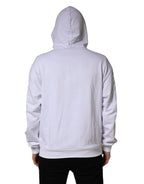 Dolce & Gabbana White Logo Print Cotton Hooded Sweatshirt Sweater