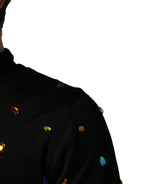 Dolce & Gabbana Black Crystal Embellished TurtleNeck Sweater