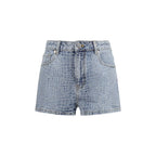 Self-Portrait Blue Cotton Bermuda Shorts