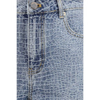Self-Portrait Blue Cotton Bermuda Shorts