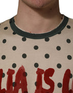 Dolce & Gabbana Beige Cotton Polka Dot Graphic Tee T-shirt