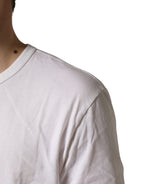 Dolce & Gabbana White Cotton DG Crown Embossed Men T-shirt