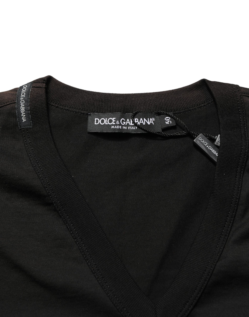 Dolce & Gabbana Black Cotton V-Neck Men Short Sleeves T-shirt