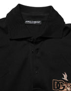 Dolce & Gabbana Black DG Logo Palm Leaves Embroidery Polo T-shirt
