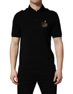 Dolce & Gabbana Black DG Logo Palm Leaves Embroidery Polo T-shirt