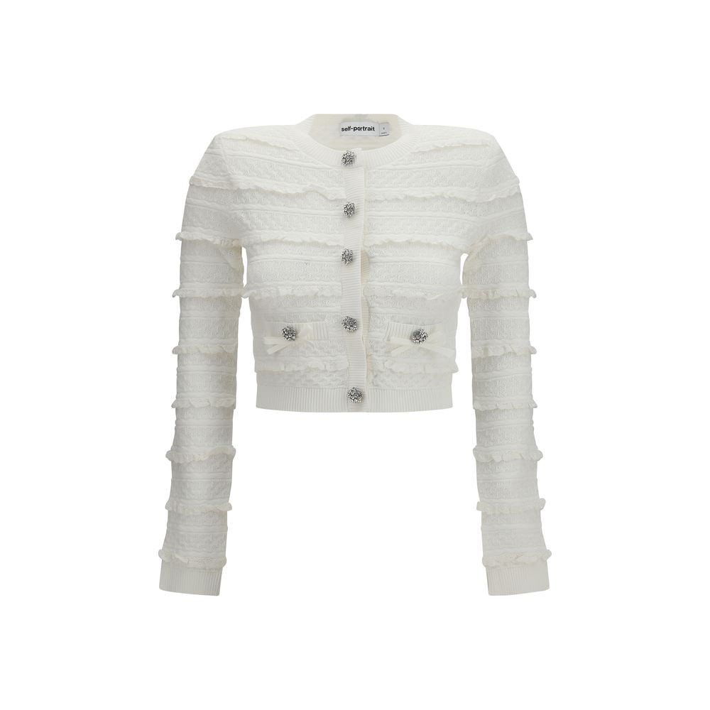 Self-Portrait White Viscose Cardigan