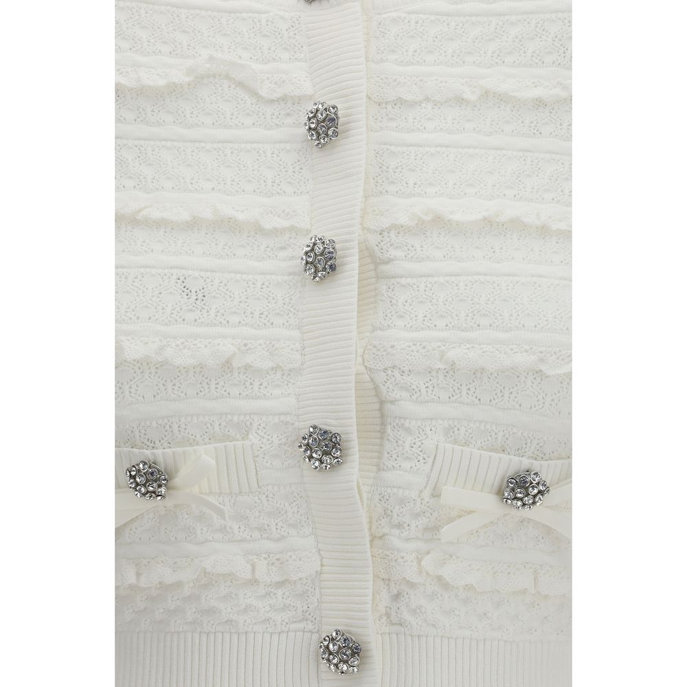 Self-Portrait White Viscose Cardigan