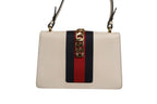 Gucci White Calfskin Leather Sylvie Crossbody Bag