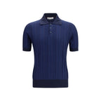 Brunello Cucinelli Blue Cotton Polo Shirt