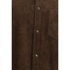Brunello Cucinelli Brown Calf Leather Bos Taurus Shirt