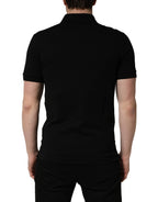 Dolce & Gabbana Black Cotton Collared Short Sleeves Men Polo T-shirt