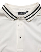 Dolce & Gabbana White Logo Plaque Short Sleeve Polo T-shirt