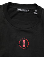 Dolce & Gabbana Black Cotton Jersey Logo Patch Crew Neck T-shirt