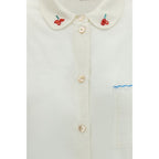 Forte_Forte White Silk Pattern Shirt