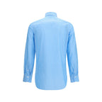 Finamore Blue Cotton Pattern Shirt