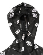 Dolce & Gabbana Black White Logo Print Hooded Jumpsuit Dress