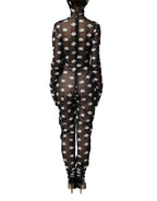 Dolce & Gabbana Black White Logo Print Hooded Jumpsuit Dress