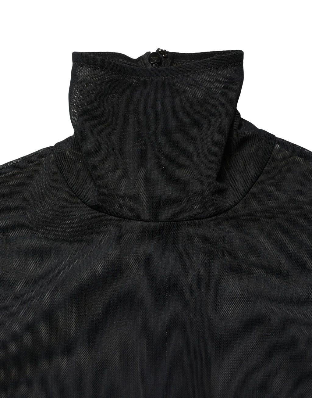 Dolce & Gabbana Black Nylon Sheer Turtleneck Jumpsuit Dress