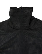 Dolce & Gabbana Black Nylon Sheer Turtleneck Jumpsuit Dress