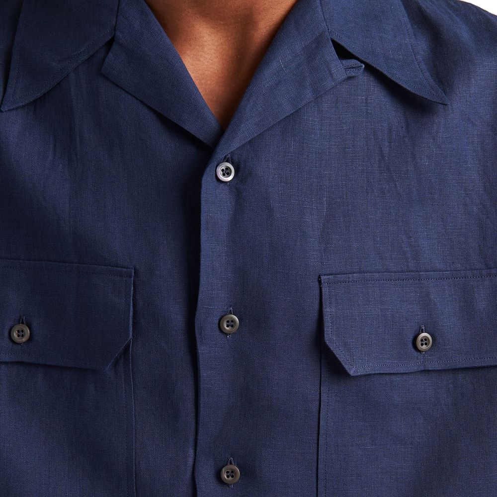 Prada Blue Linen Shortsleeve Shirt
