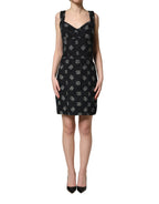 Dolce & Gabbana Black Cotton DG Logo Patterned Mini Dress