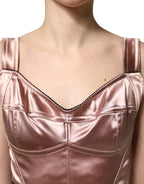 Dolce & Gabbana Pink Satin Sweetheart Sheath Corset Midi Dress