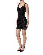 Dolce & Gabbana Black Floral Sheath Sleeveless Mini Dress