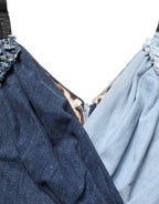 Dolce & Gabbana Blue Cotton Patchwork Denim Mini Sheath Dress